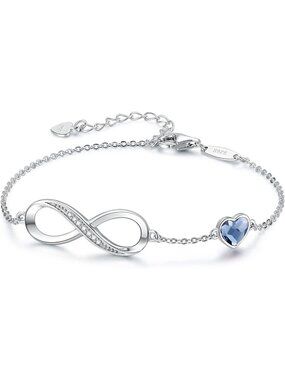 Sterling Silver Infinity Birthstone Bracelet - Elegant Jewelry Gift for Her